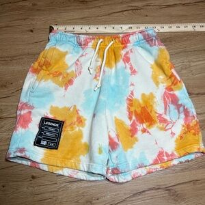 LEGENDS Tie Dye Fleece Shorts XS 100% Cotton Made in USA Thick Lounge Athleisure